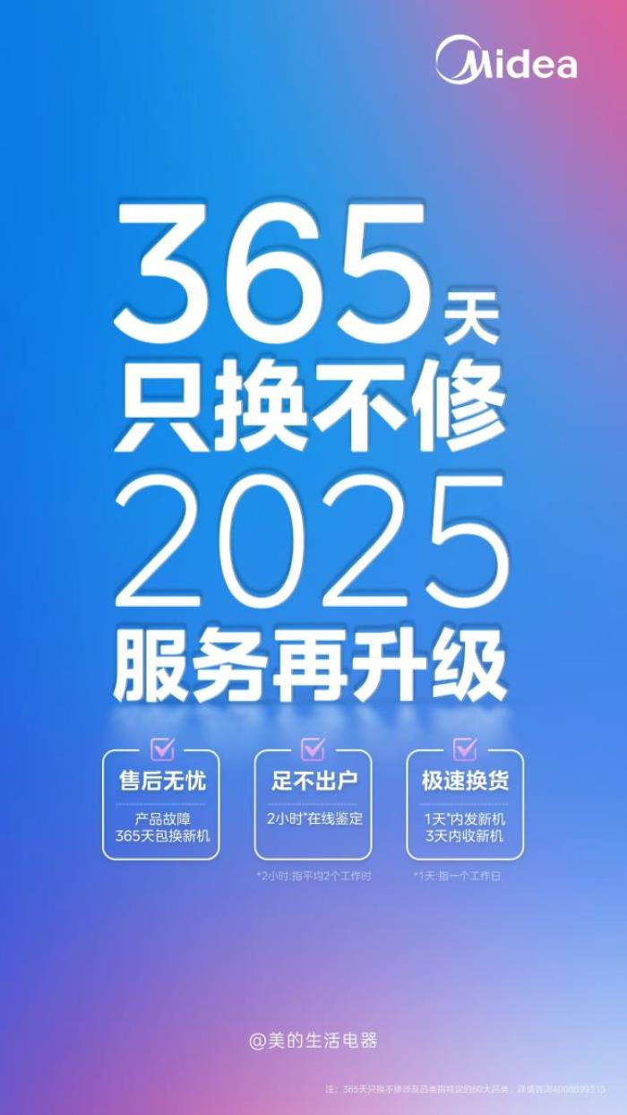 美的生活電器升級售后服務，足不出戶享365天產(chǎn)品故障包換新機