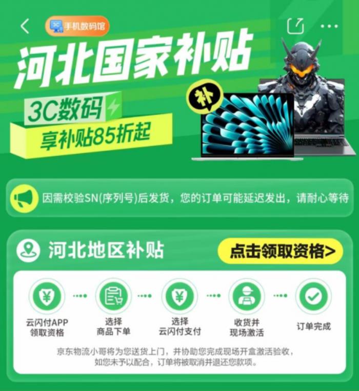 3月開(kāi)始河北石家莊國(guó)補(bǔ)上線京東 買(mǎi)手機(jī)、平板、智能手表國(guó)家補(bǔ)貼每人立省1500元