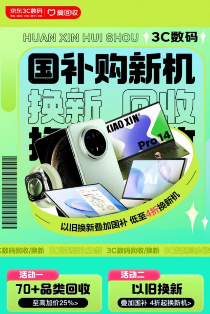 以舊換新帶動綠色消費(fèi) 世界地球日來京東購3C數(shù)碼享國補(bǔ)等多重補(bǔ)貼4折換新