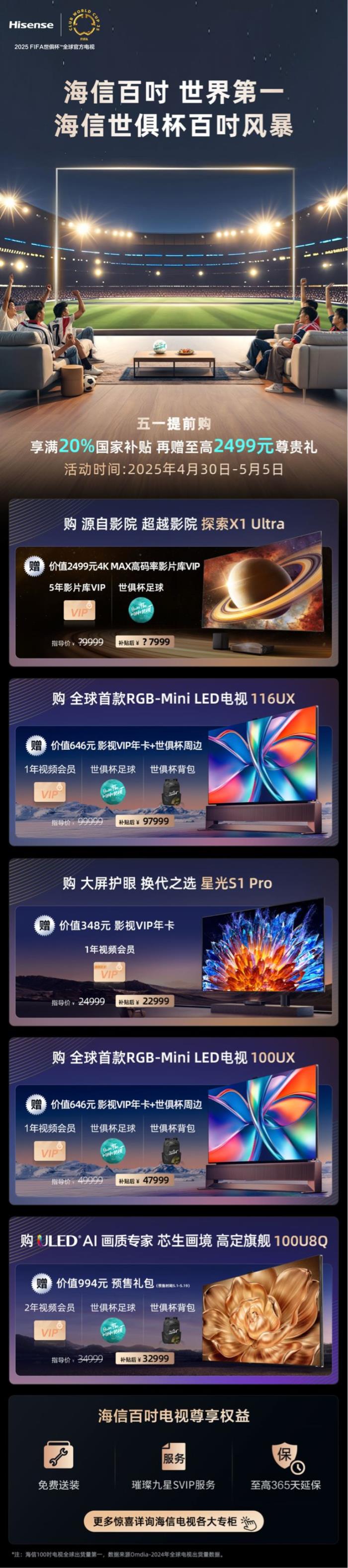 五一想要換電視？海信開(kāi)啟世俱杯百吋風(fēng)暴，早買早享受