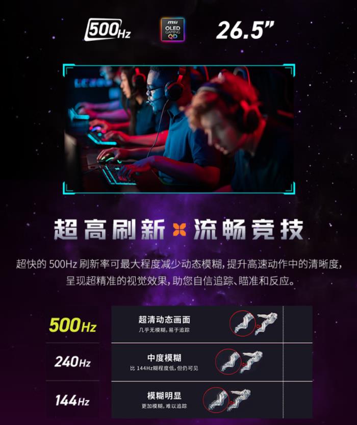 微星MAG 272QP QD-OLED X50流光顯示器發(fā)布：500Hz超高刷，附贈磁吸遮光罩，618首發(fā)享百元福利