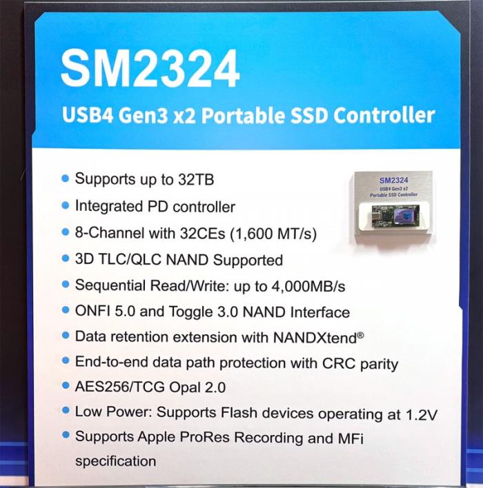 2025COMPUTEX：慧榮全新SM2324主控 PSSD可達(dá)32TB 4GB/s讀寫