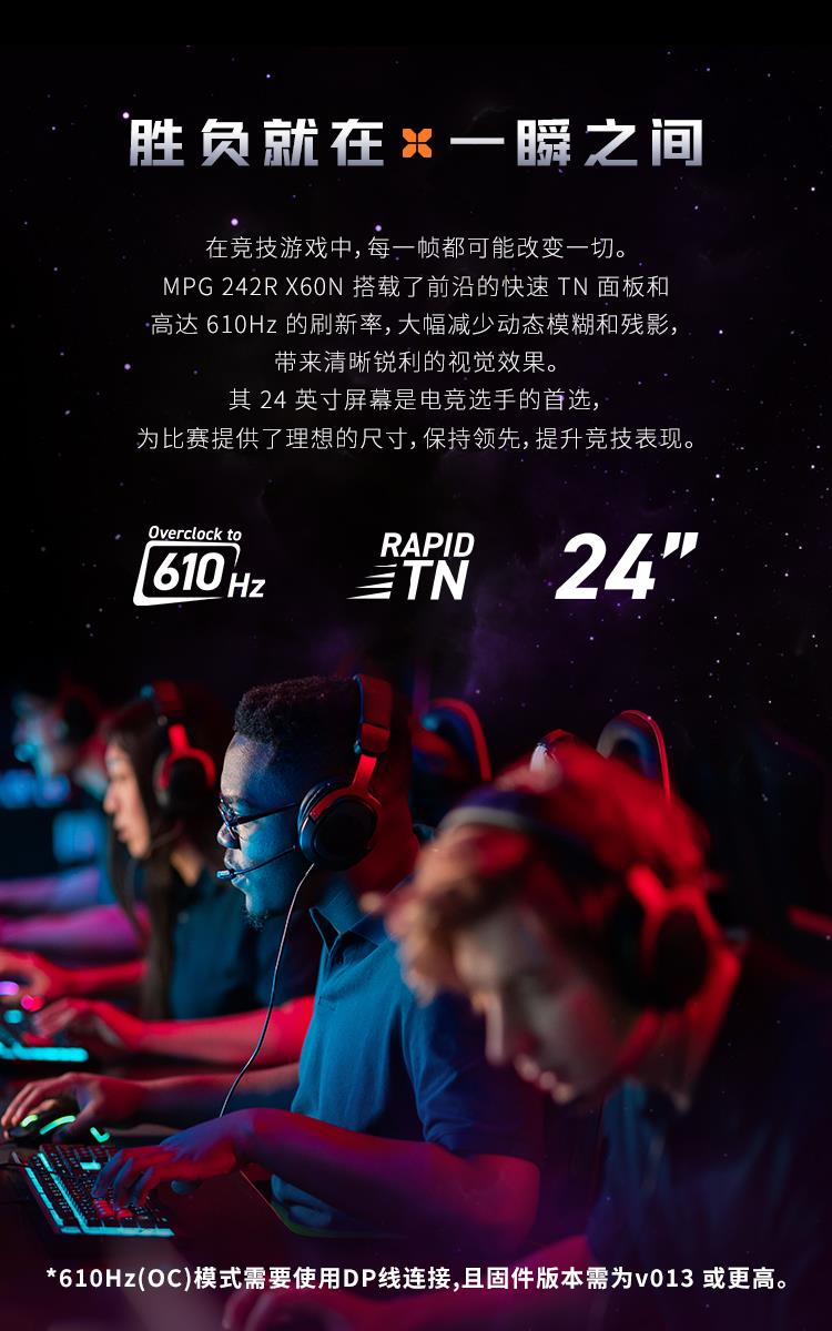 微星首破電競(jìng)極限！MPG 242R X60N 顯示器攜610Hz刷新率震撼登場(chǎng)